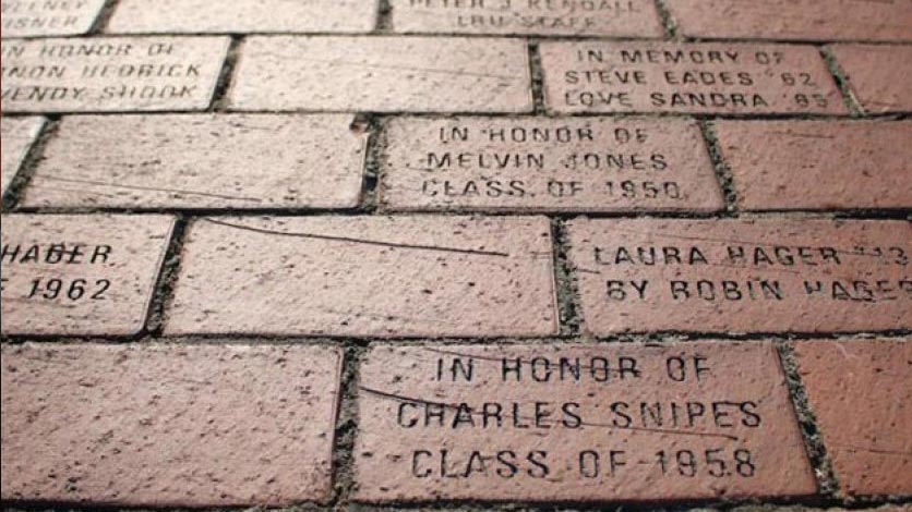 Bricks on walkway with names of donors