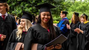 Smiling student at commencement