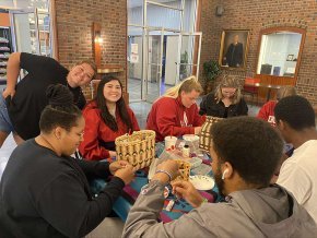 Native American Students Association sharing crafts with students