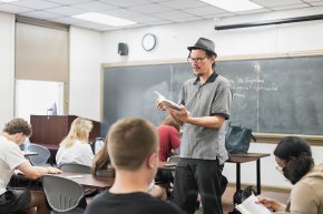 Professor Michael Deckard addresses a class