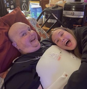 Tyler and Natalie Prince share a laugh during his treatment