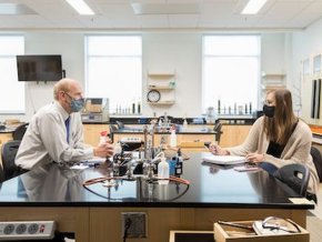 LR professor and student at a lab table