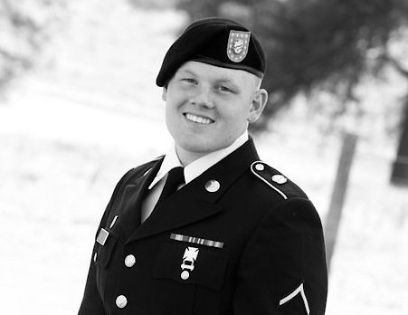 Noah Jenkins provided photo in black and white while dressed in military uniform