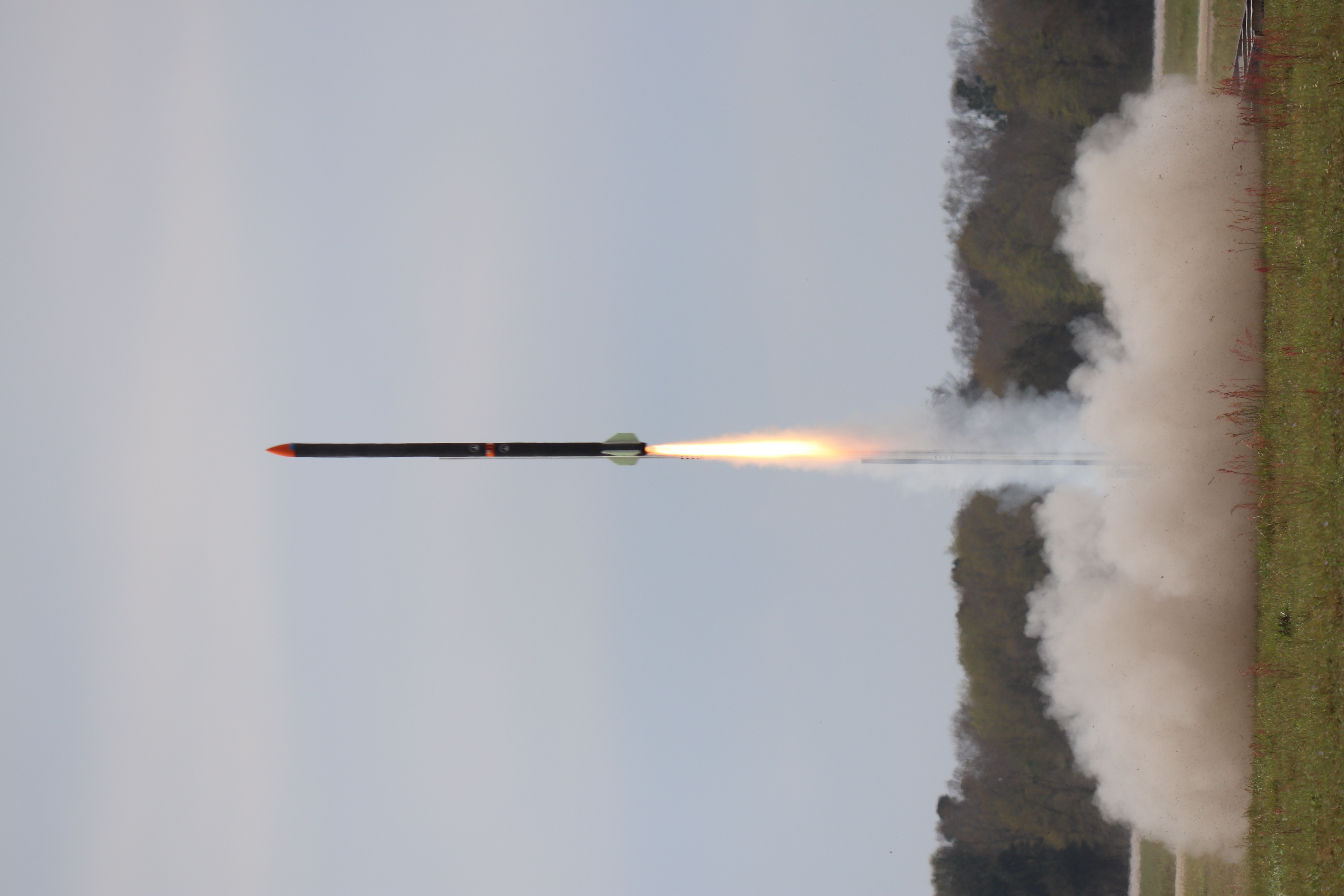 A rocket launches outside