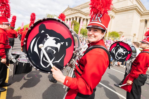 LR student marching in Cherry Blossom Parade in 2023