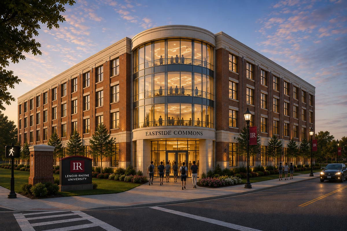 Architectural rendering showing exterior of Eastside Commons building