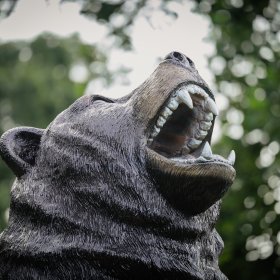 Close up of bear statue's head