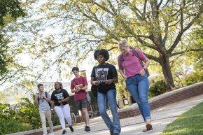 Students walking on campus