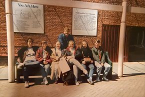 Tyler with friends outside a museum on choir tour