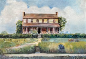 A watercolor of home from the early 1900's
