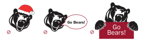 Images showing incorrect use of Bear mark including adding clothing and text
