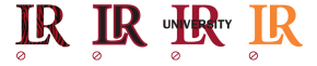 Image showing incorrect use of LR mark showing different colors and added text