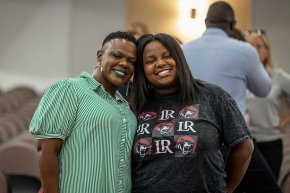 Tanli Carlton with her mom in PE Monroe Auditorium