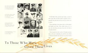 Memorial pages in the 1946 Hacawa picturing students and alumni who died in World War II