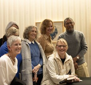 Members of A Novel Bunch book club with Percival Everett