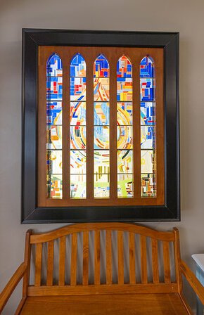 The replica Pentecost Window in Russell House