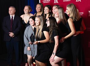 Kappa Delta members pose with presenter Michael McGee