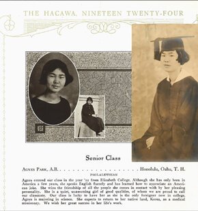 Agnes Park Hacawa page and graduation photo