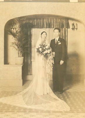 Agnes Park and her husband Moon Sung Chung on their wedding day