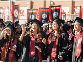 Students celebrate commencement in Moretz Stadium in 2025