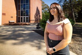 Kaleigh Sloop with Minges Hall in the background