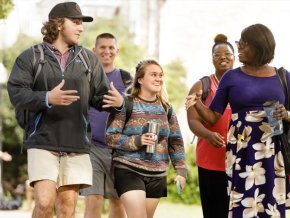Group of LTSS students walking together on campus after class