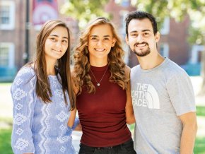 Tamas siblings pose for a group photo on campus
