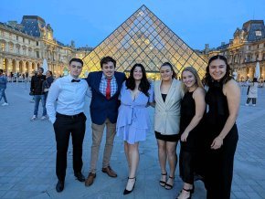 Model UN team at the Louvre