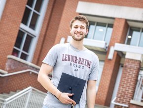 Colby Mashburn stands in front of McCrorie Center