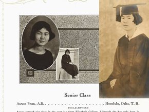 Agnes Park Hacawa page and graduation photo