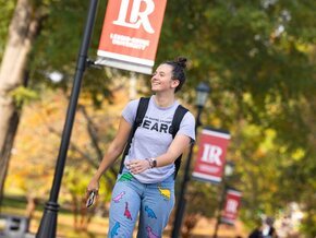 Students walking across LR campus