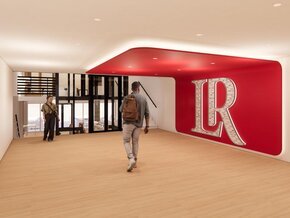 Architectural rendering of Cromer Donor Wall with donor messages with LR logo