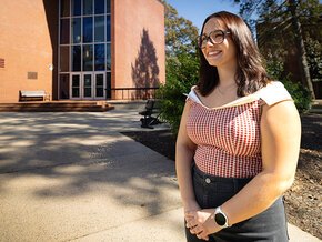 Kaleigh Sloop with Minges Hall in the background