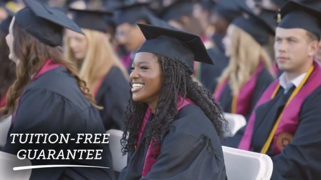 Students in crowd at commencement ceremony