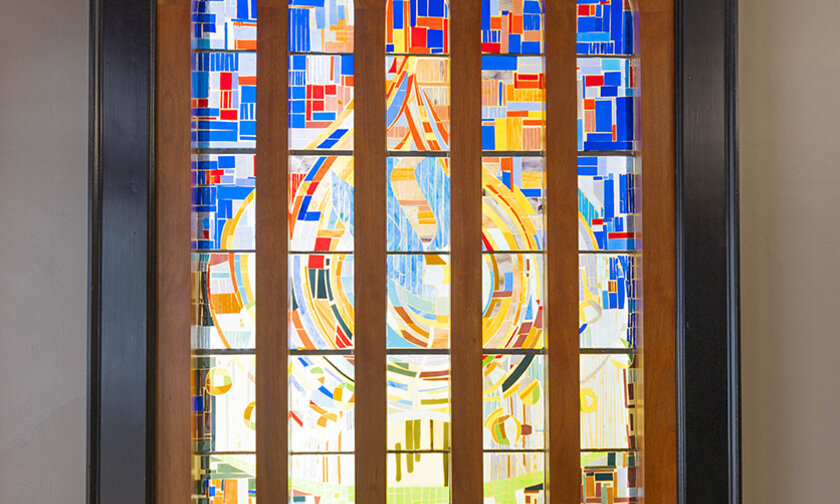 The replica Pentecost Window in Russell House