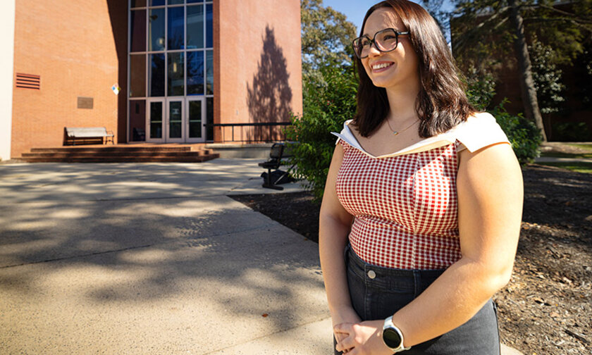 Kaleigh Sloop with Minges Hall in the background