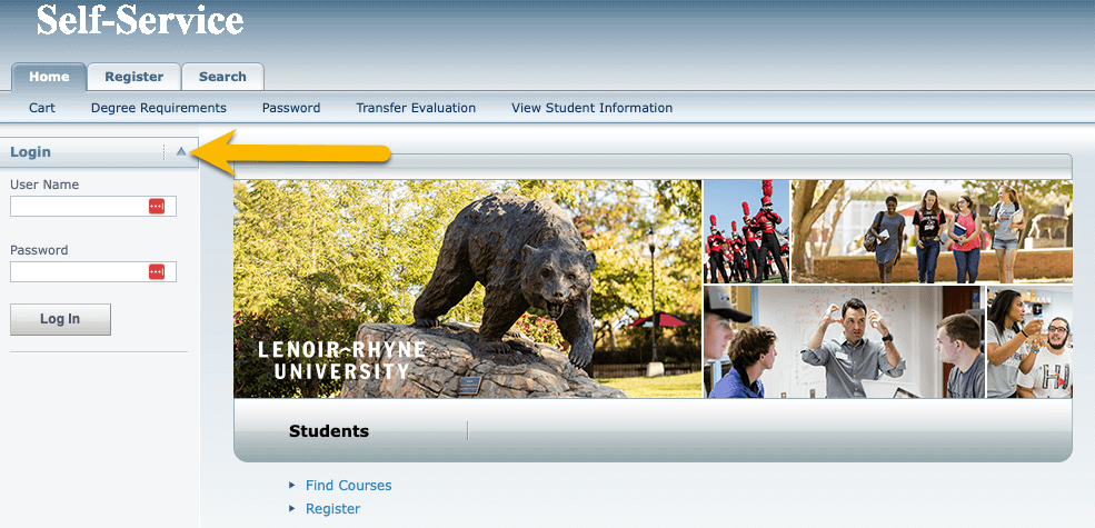 Screenshot of the Self-Service homepage