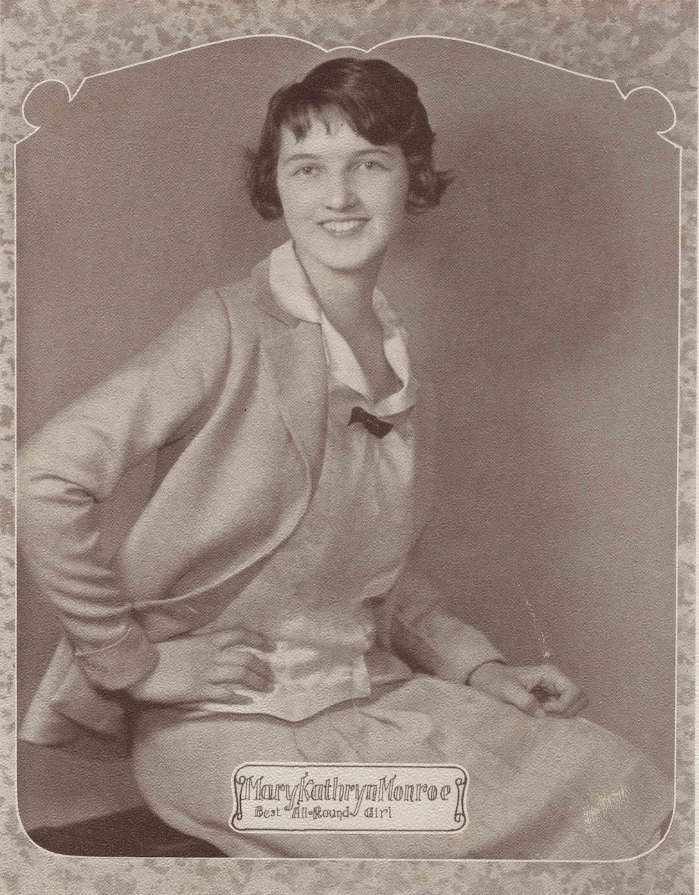 Archival black and white photo of Mary Kathryn Monroe