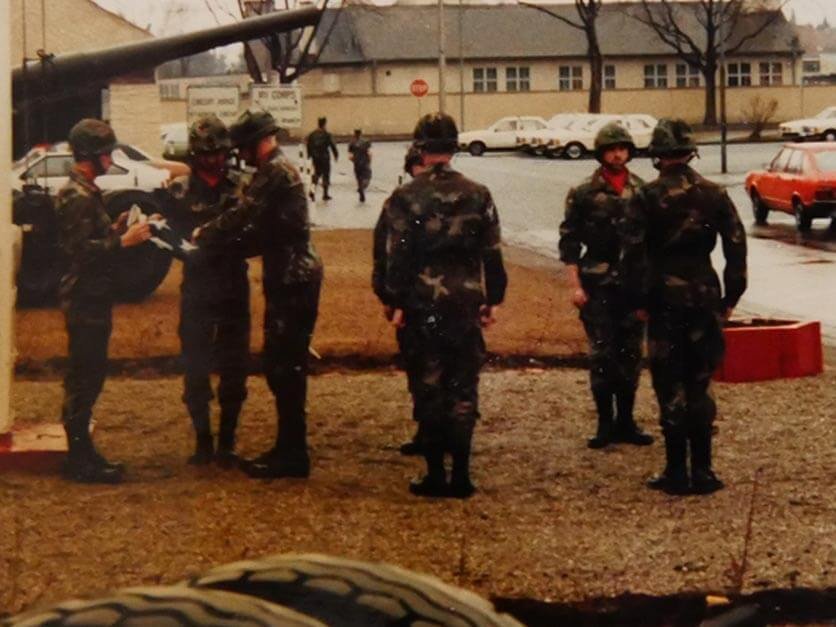 LR professor Mark Hager in the military color guard.