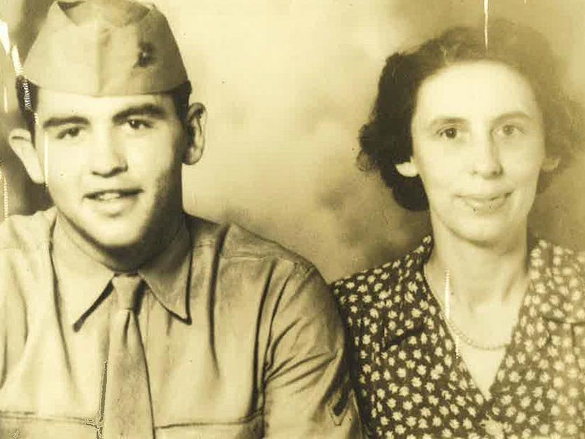 Hanley Painter in uniform with his mother.