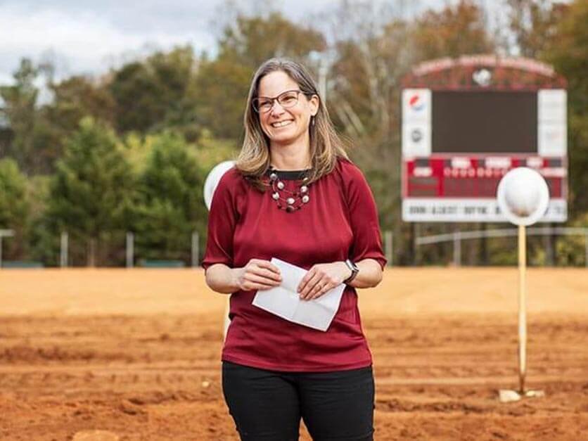Athletic director Kim Pate at the baseball field