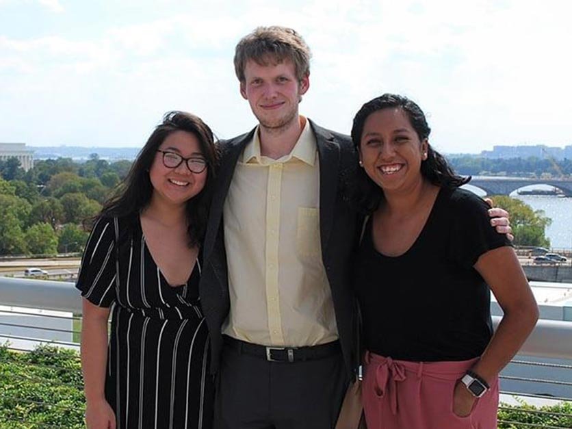 LR students Yer Vang, Chase Griffin and Lupita Sanchez Rojas in Washington, D.C.