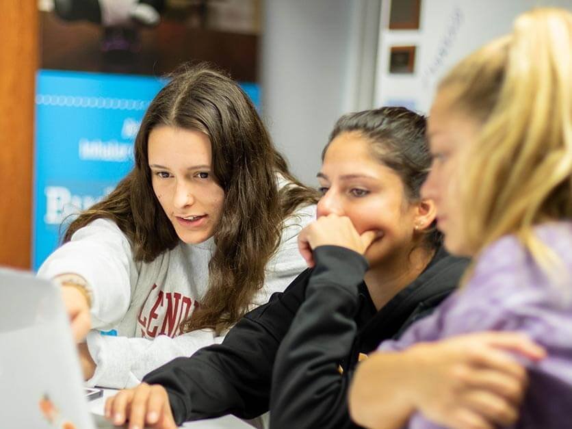 Business students working on a projects