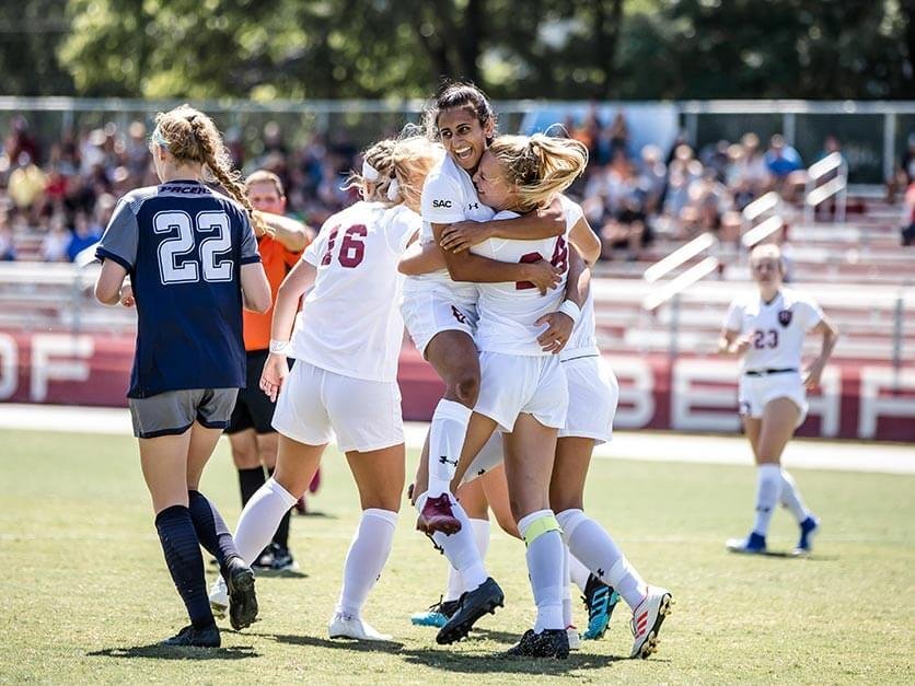 Soccer players celebrating