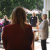 Kate Esch, the namesake for Kate's Cupboard, offers remarks during opening of Kate's Cupboard during opening ceremony