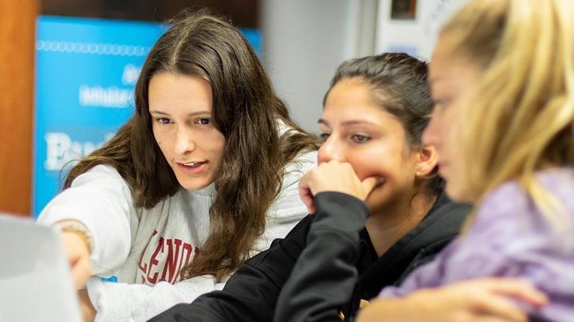 Business students working on a projects